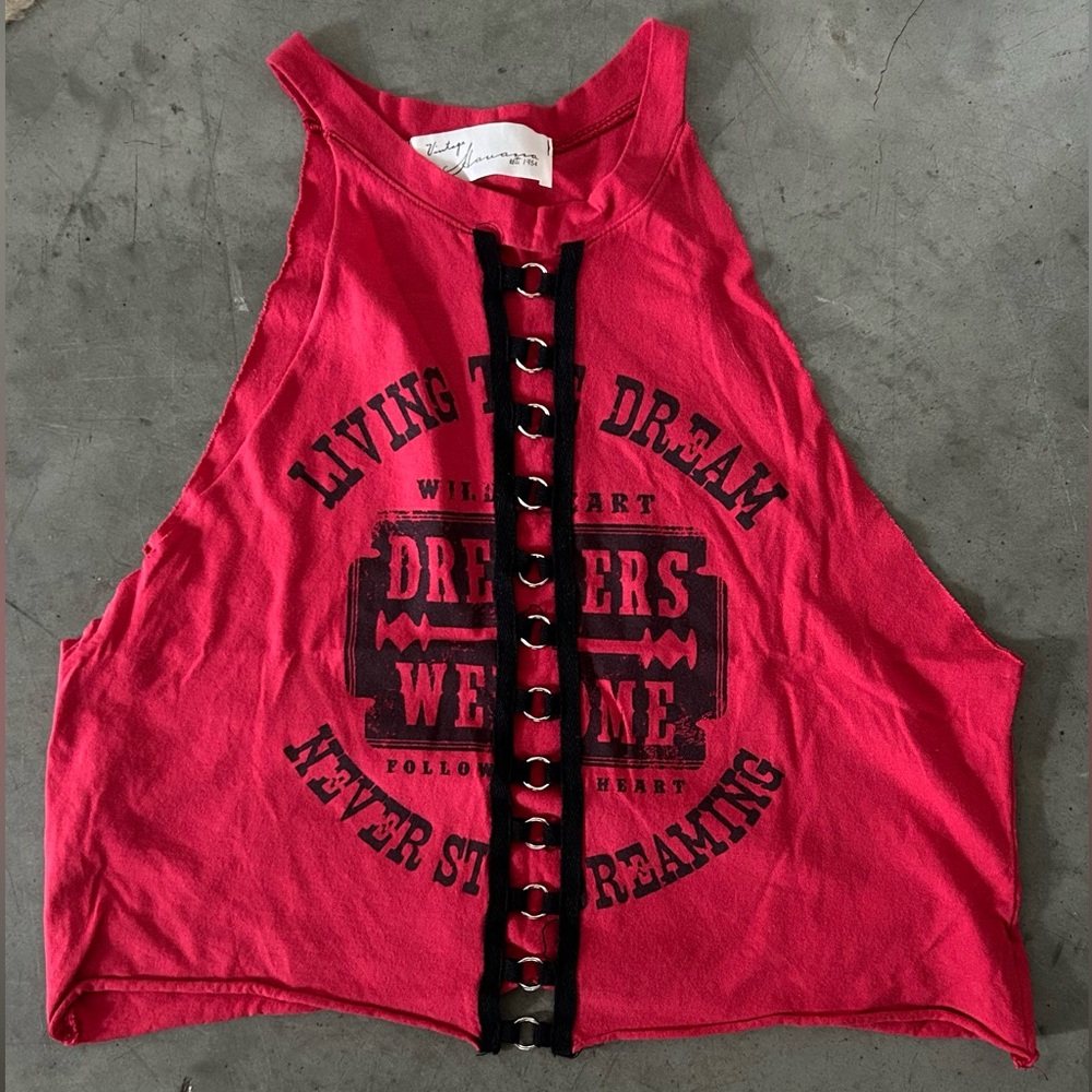 Vintage Havana red country crop top, size small